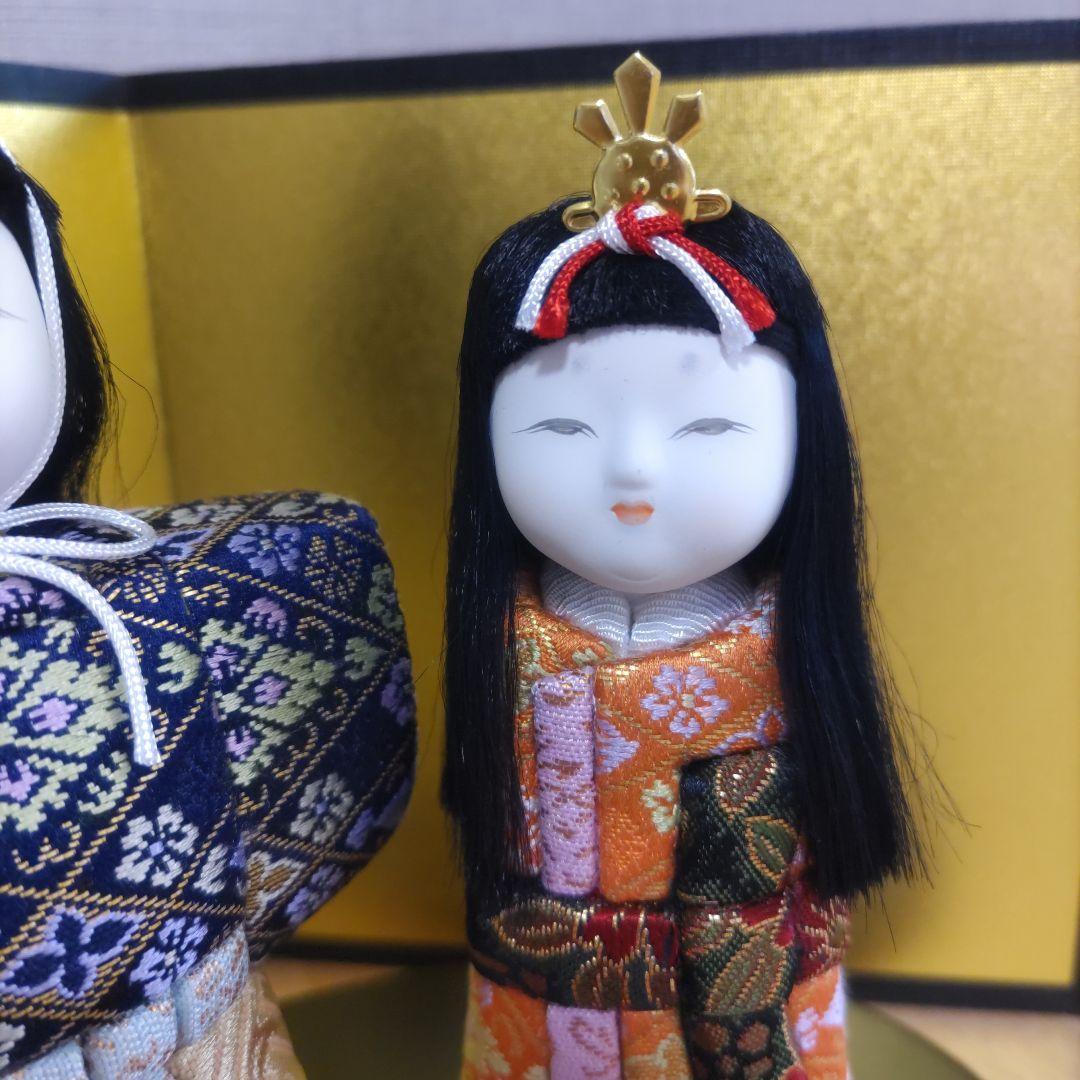 雛人形　立ち雛飾り　木目込人形　台＆屏風付き！