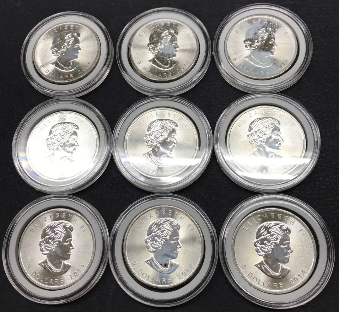 J007　カナダ　メイプルリーフ銀貨　９枚