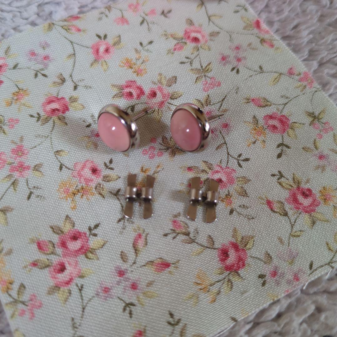 HERMES エルメス エクリプス ラウンド ピアス ピンク×シルバー