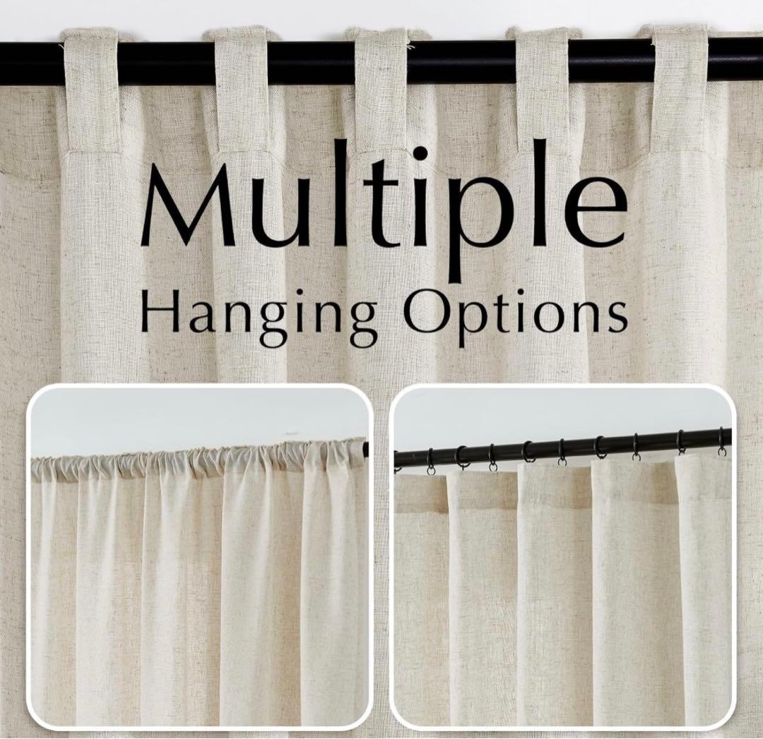 【新品未使用品】ドレープリネン麻カーテン254×274cm2枚1組のサイズ