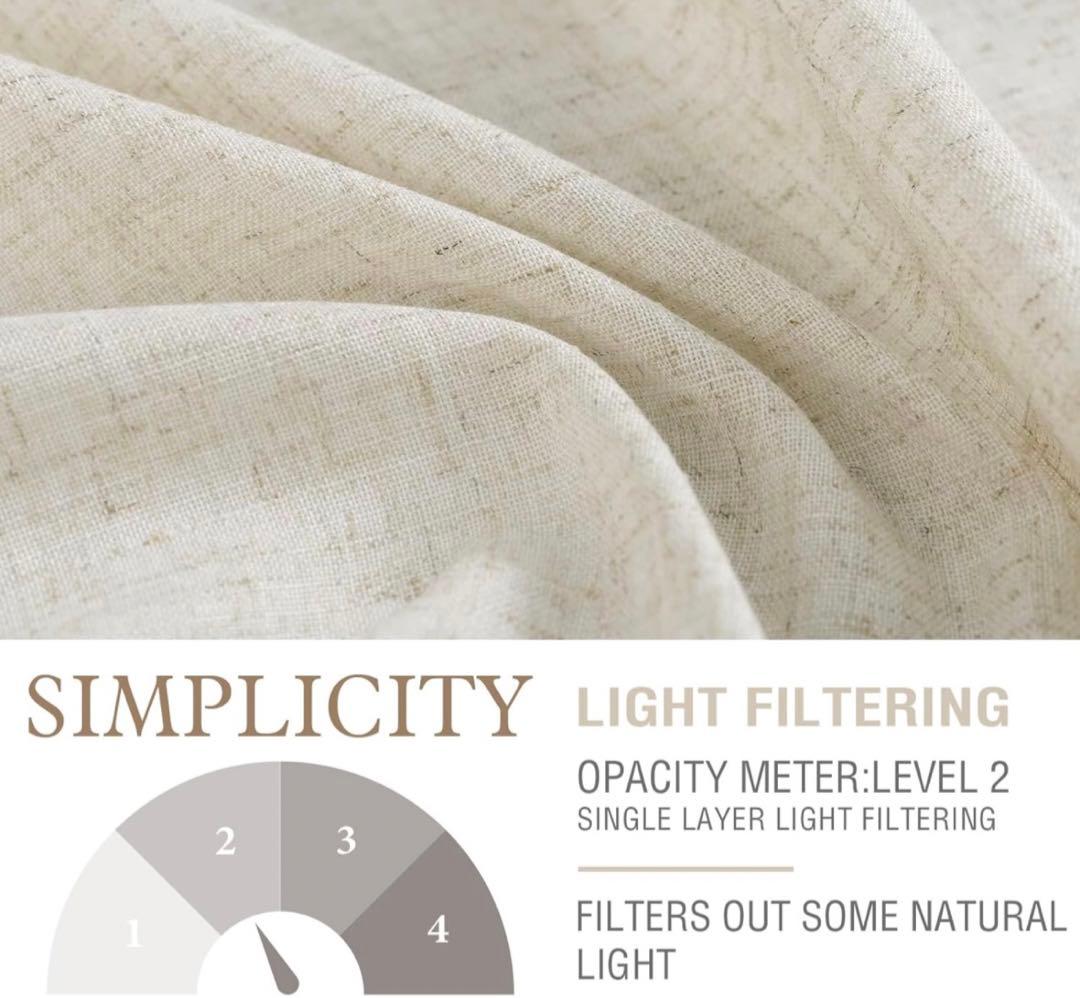 【新品未使用品】ドレープリネン麻カーテン254×274cm2枚1組のサイズ