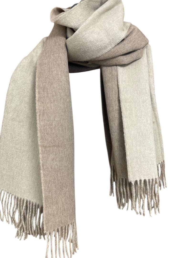 極美品 ジョシュアエリス カシミヤ100％ 大判ストール ベージュ リバーシブル