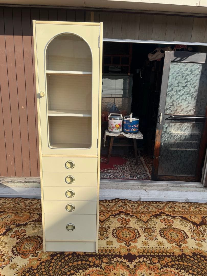 アーチ型 食器棚 インテリア 水屋 飾り棚 白 ホワイト 昭和レトロ 当時物