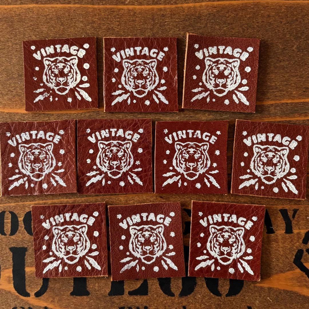 ビンテージ革タグ　レザータグ　vintage虎タグ10枚ダークブラウン②550