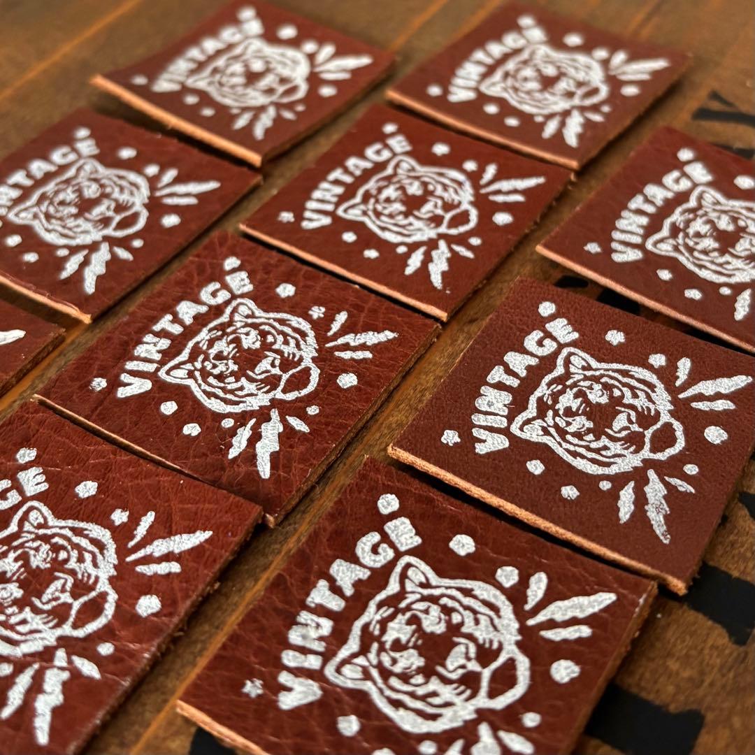 ビンテージ革タグ　レザータグ　vintage虎タグ10枚ダークブラウン②550