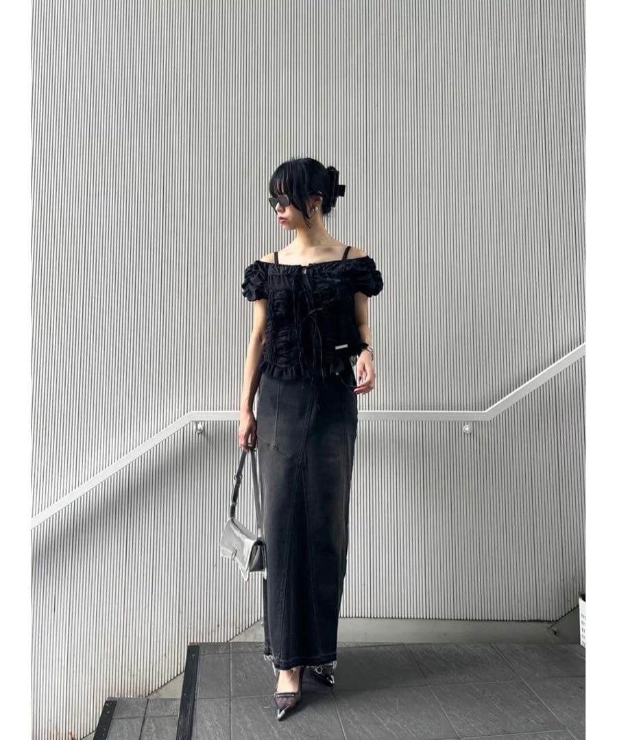 PRANK PROJECT ワイドストラップサンダル チュールグレー