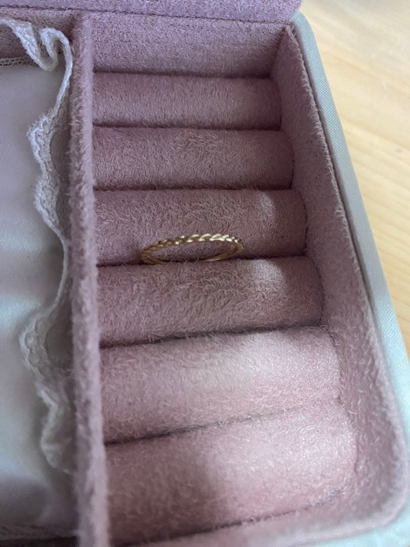 三つ編みモチーフ地金リング華奢重ね付けk10YG13.5号