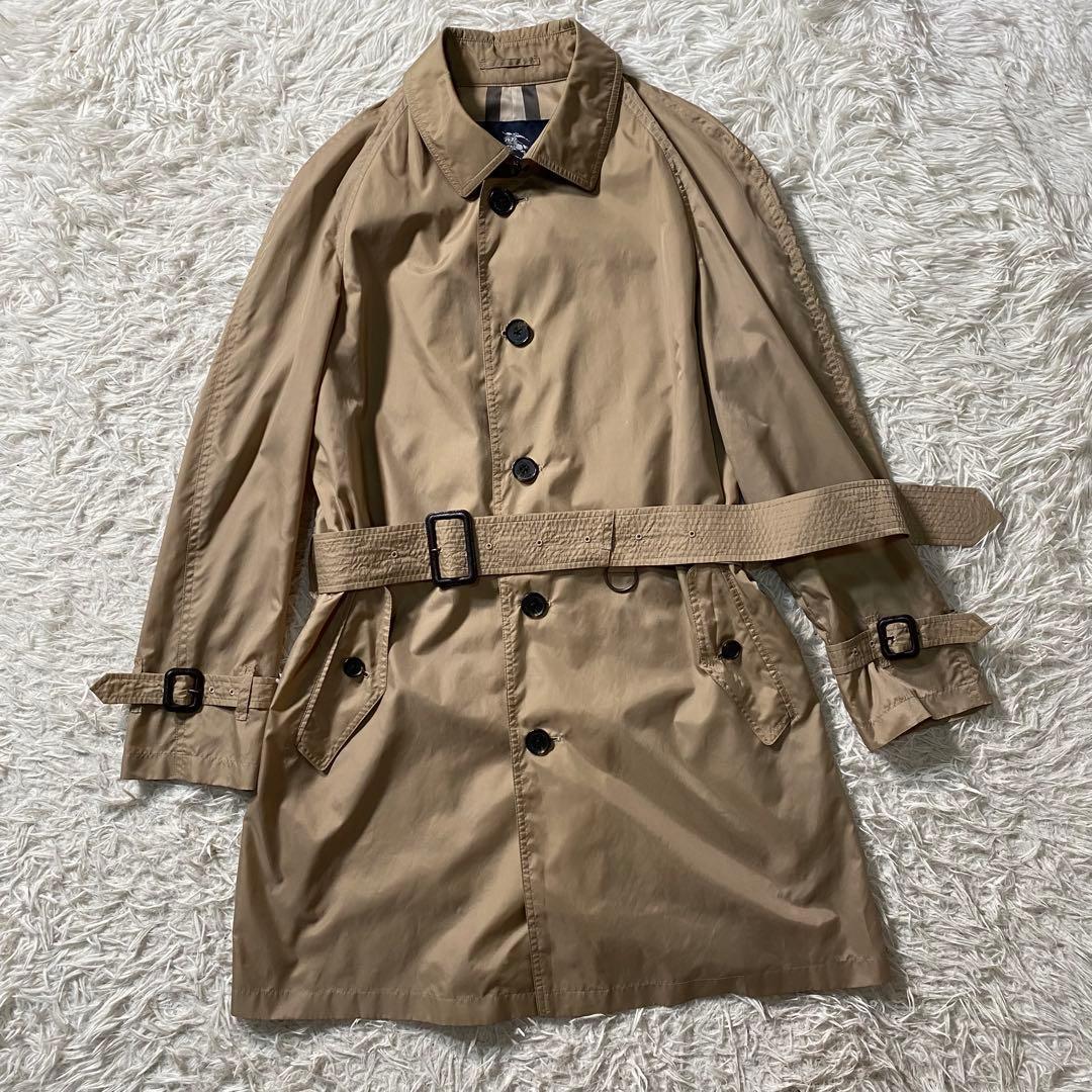 美品】バーバリーロンドン　ステンカラーコート　ベルト付き　ノバチェック　軽量　M