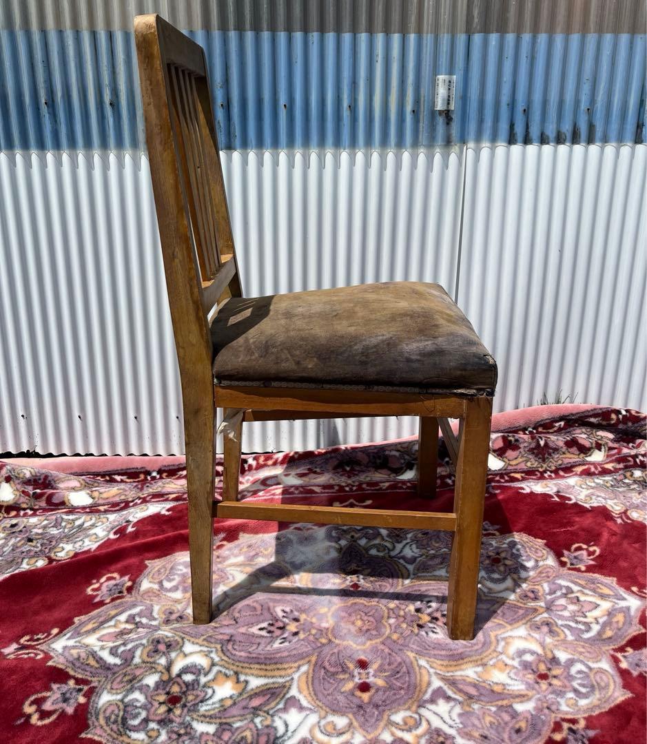 【アンティーク】古い木製の椅子 リベット打ち ダイニングチェア 昭和レトロ