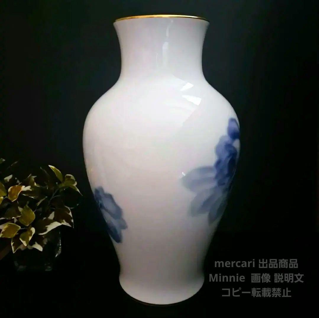 大倉陶園★『ブルーローズ』36cm 花生★フラワーベース★未使用に近い