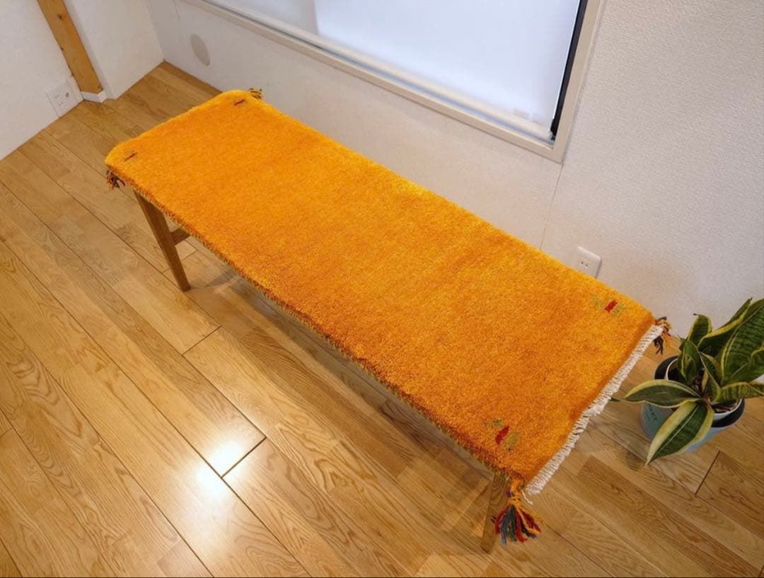 ペルシャ　ギャッベ ミニランナー　115×43 黄金色　ヤギ