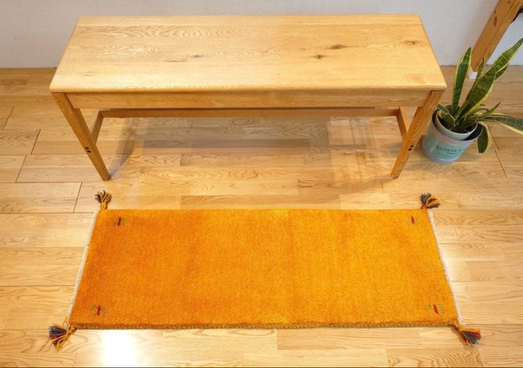 ペルシャ　ギャッベ ミニランナー　115×43 黄金色　ヤギ