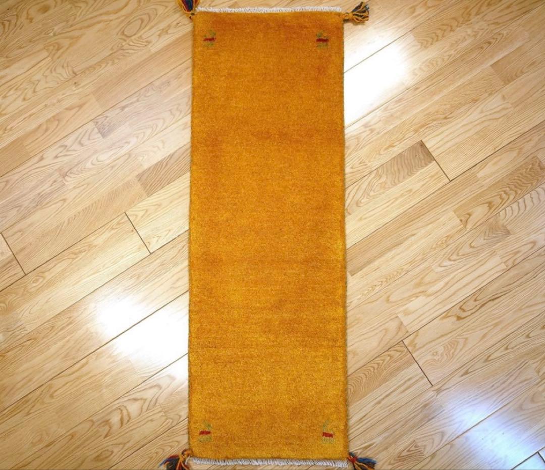 ペルシャ　ギャッベ ミニランナー　115×43 黄金色　ヤギ