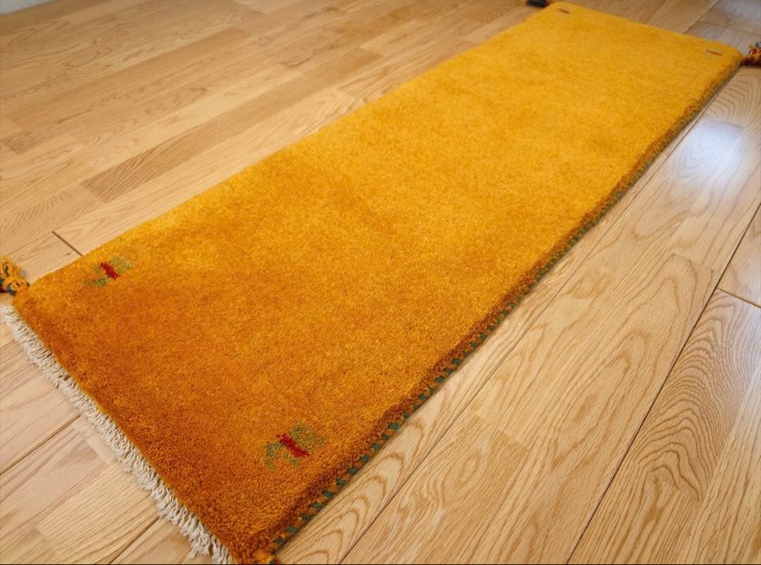 ペルシャ　ギャッベ ミニランナー　115×43 黄金色　ヤギ