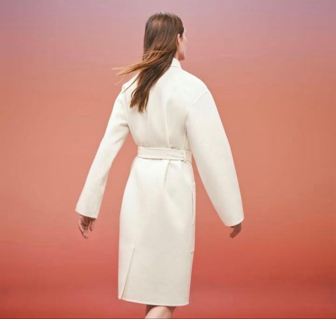 最終価格❗️HERMÈS極上カシミヤ100％ レザーアクセント コート 115万円