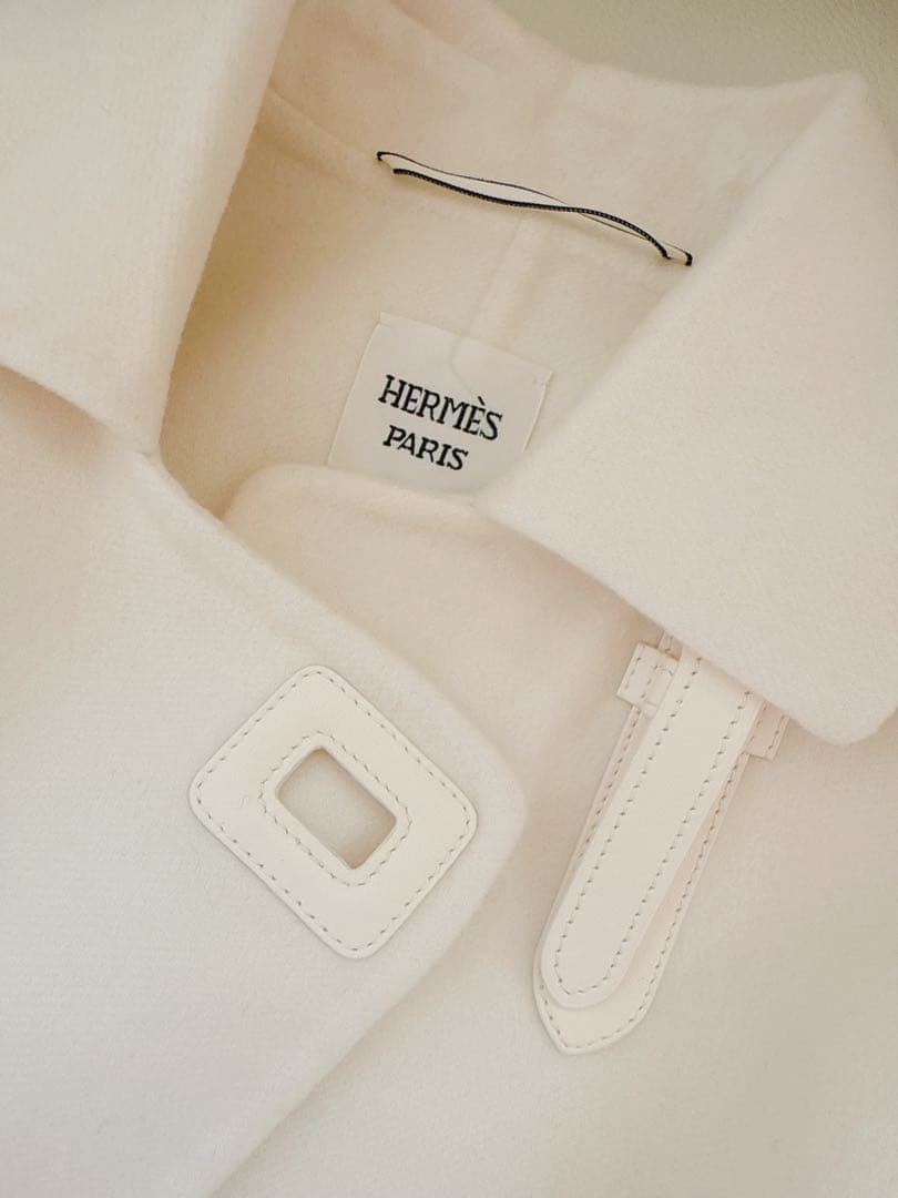 最終価格❗️HERMÈS極上カシミヤ100％ レザーアクセント コート 115万円