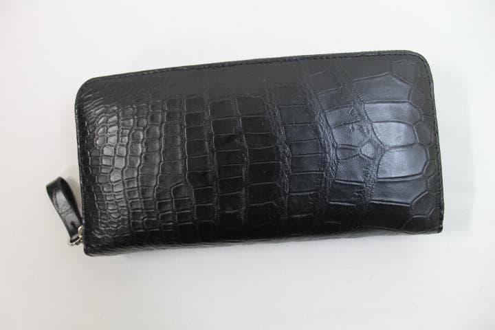 【専用】クロコダイル 財布 本物 ブラック 黒 マット仕上げ ラウンドファスナー