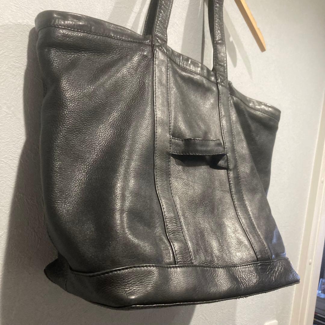 希少　レア　マリメッコ　トートバッグ　オールレザー　A4収納　肩掛け　黒　大容量