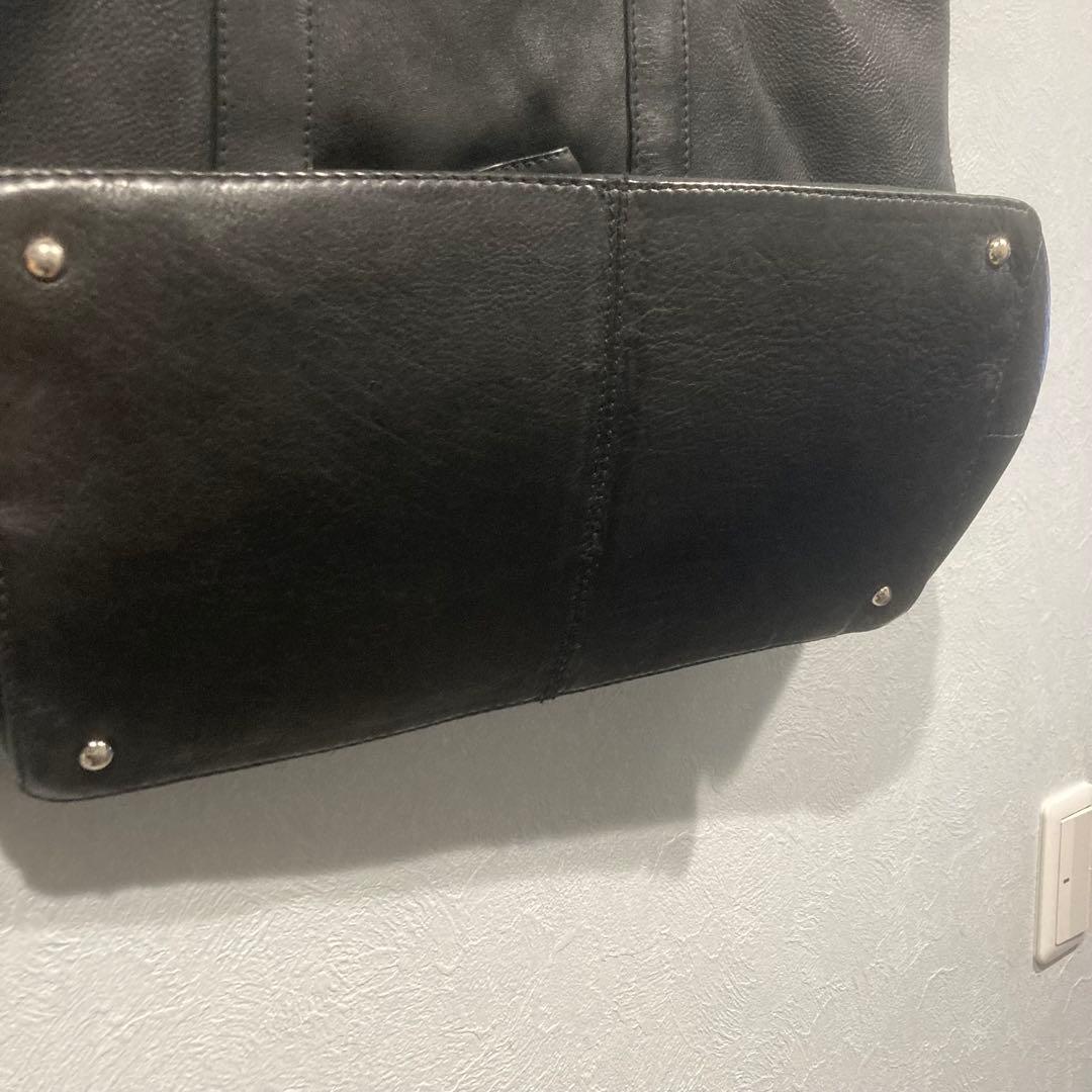 希少　レア　マリメッコ　トートバッグ　オールレザー　A4収納　肩掛け　黒　大容量