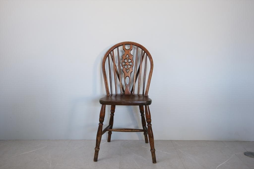 英国アンティーク木製ホイールバックチェア/ダイニングイス/椅子(92-37-1)