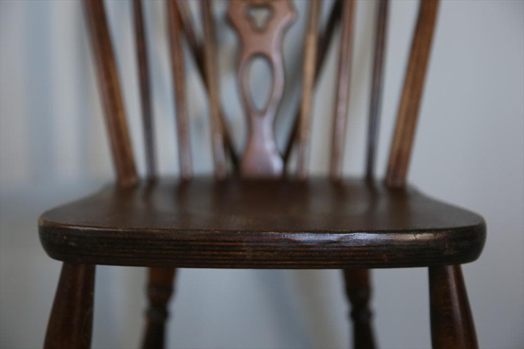 英国アンティーク木製ホイールバックチェア/ダイニングイス/椅子(92-37-1)