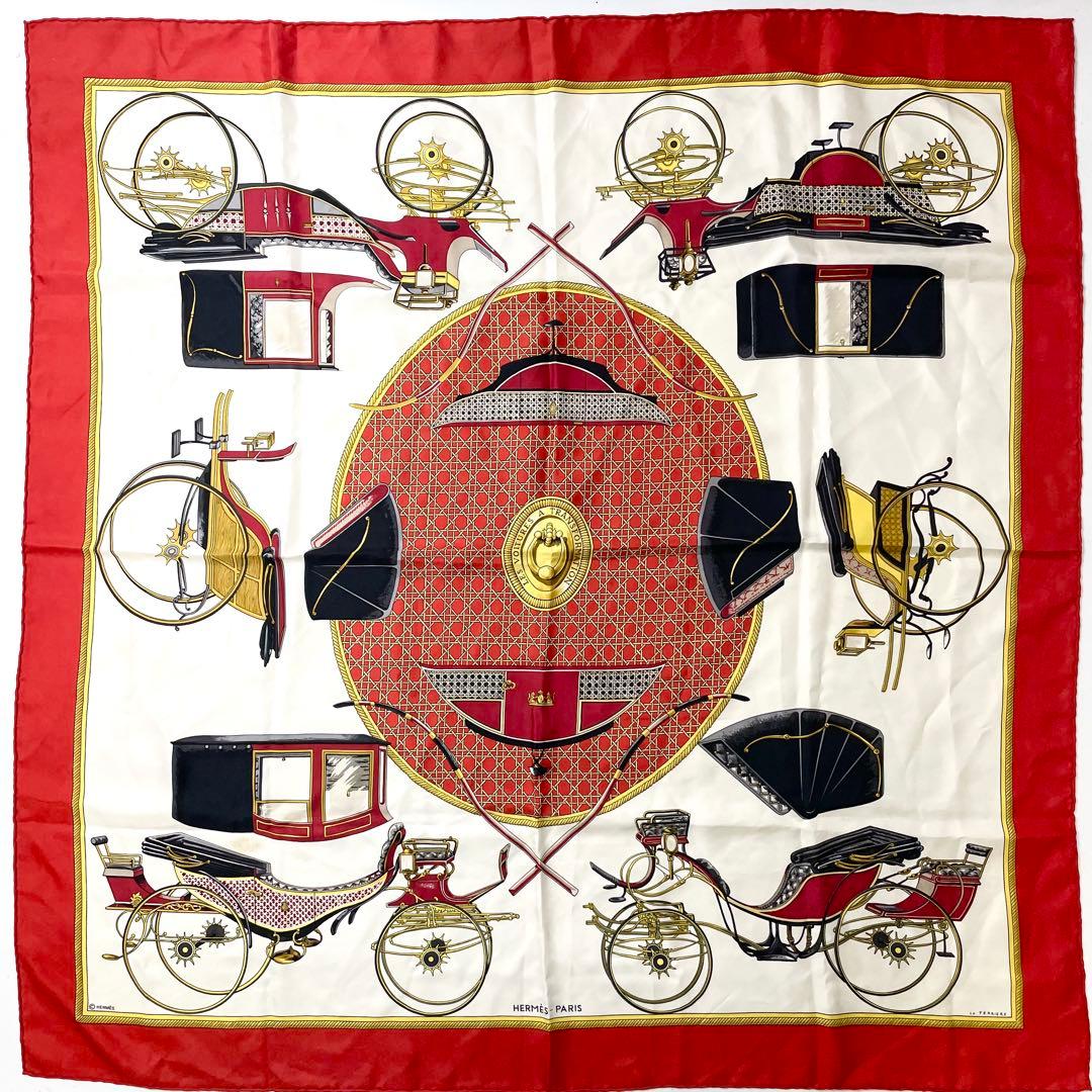 エルメス　カレ90　シルク88cm スカーフ　レッド　M