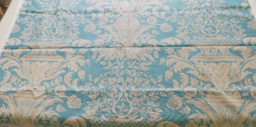 青ベージュ綿麻カーテン生地4m