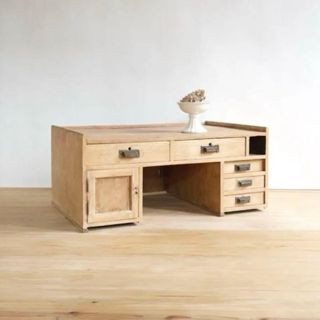 剥離家具　無垢材　ローデスク　M025　古道具　古家具　アンティーク　ビンテージ