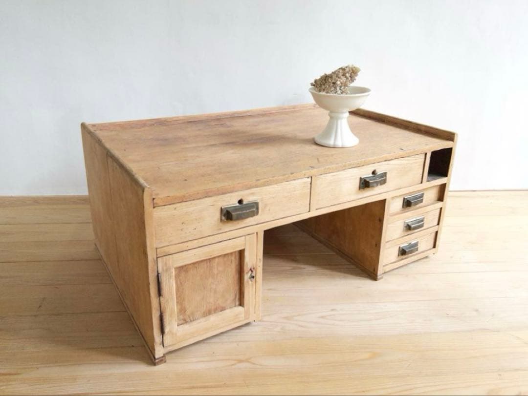 剥離家具　無垢材　ローデスク　M025　古道具　古家具　アンティーク　ビンテージ