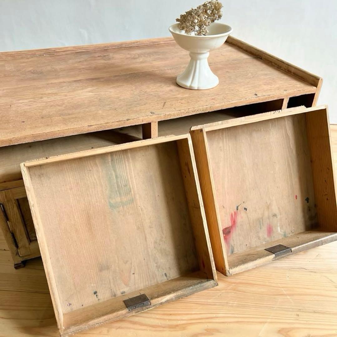 剥離家具　無垢材　ローデスク　M025　古道具　古家具　アンティーク　ビンテージ