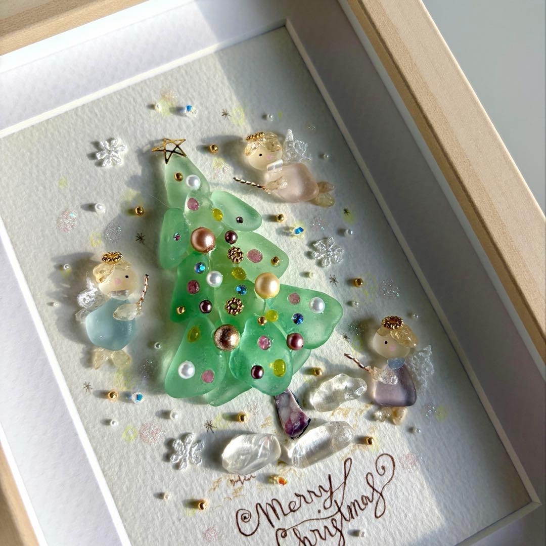 8 天使の集うクリスマスツリー　シーグラスアート