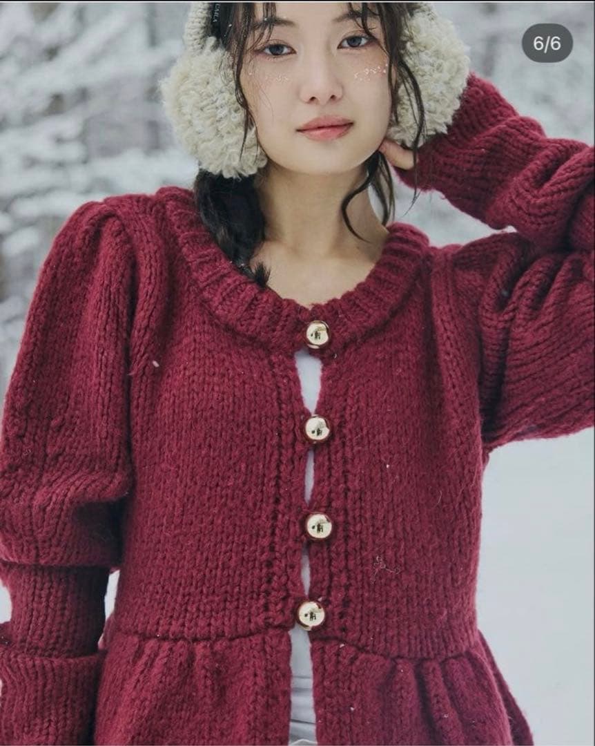 トップス Andequal gold button puff sleeve knit