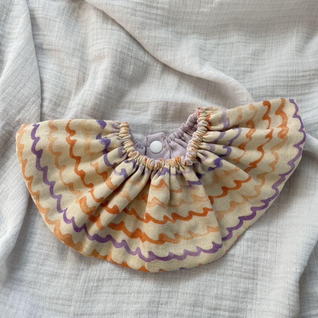 再販★なみなみ水彩×ナチュラルライラック★ ハンドメイド　リバーシブル　スタイ