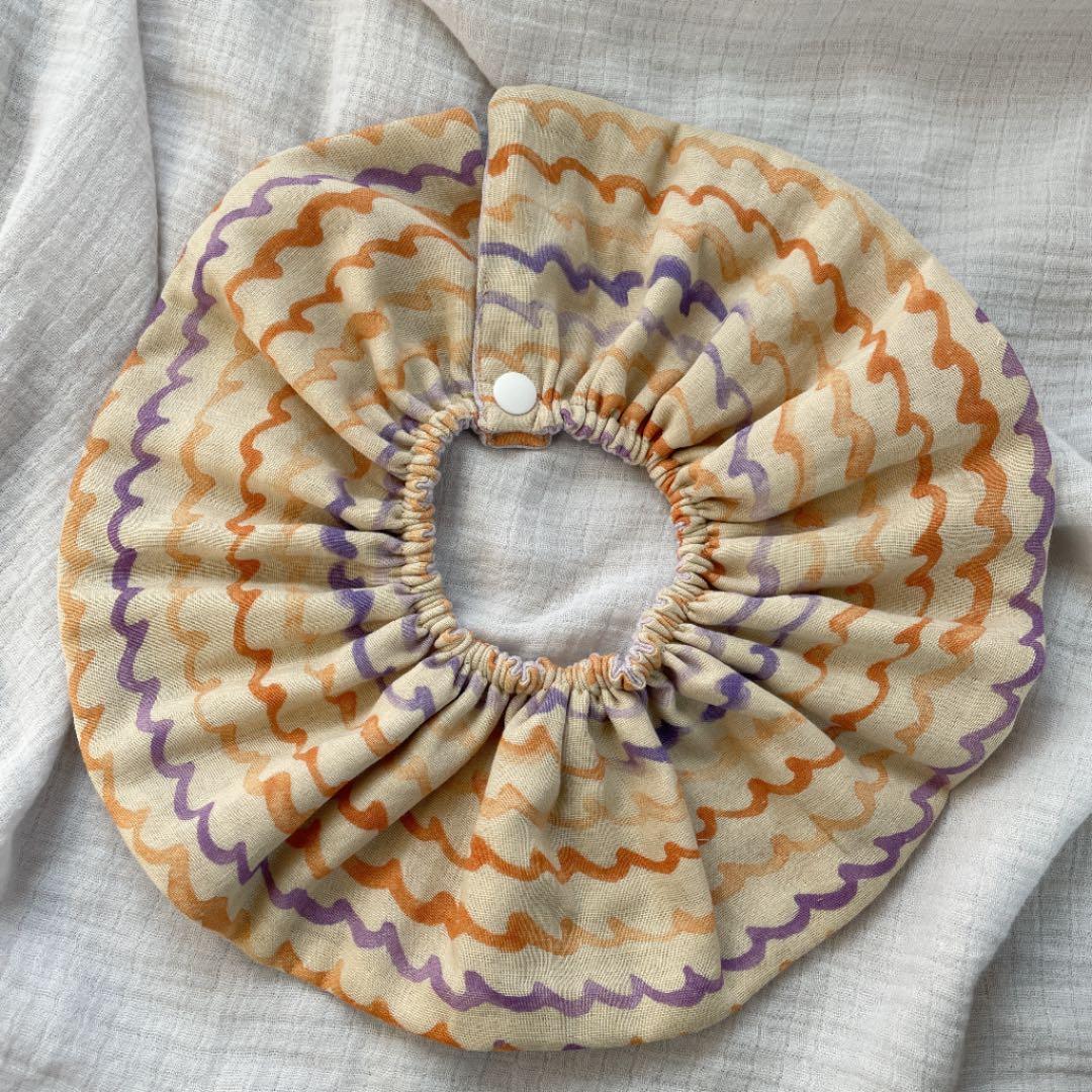 再販★なみなみ水彩×ナチュラルライラック★ ハンドメイド　リバーシブル　スタイ