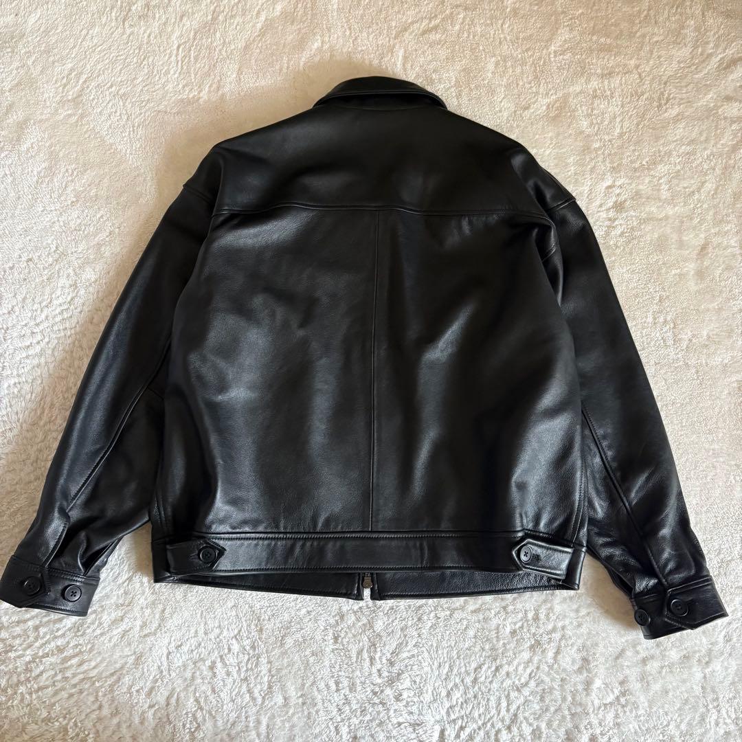 BEAMS ワイドフィット　レザー　ジップブルゾン