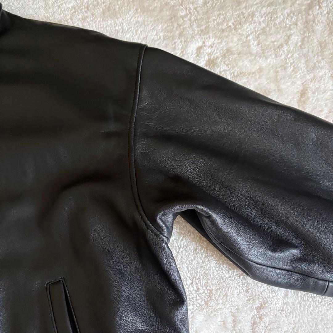 BEAMS ワイドフィット　レザー　ジップブルゾン