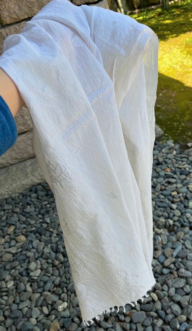 値下げ　キヤリコ　CALICO カディハンドステッチストール（ロータス・蓮の花）