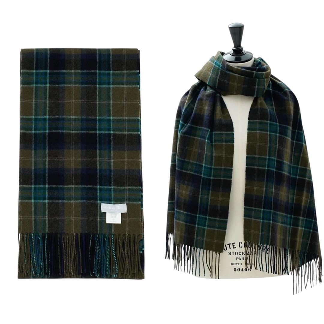 【極美品 】ジョシュアエリス 中判 カシミヤ ストール グリーン 50×190