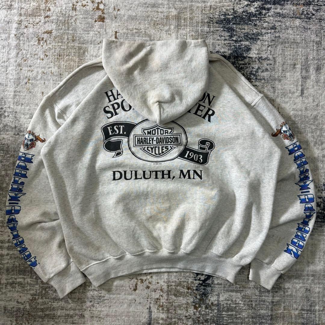 90s Harley Davidson パーカー USA製 袖プリント