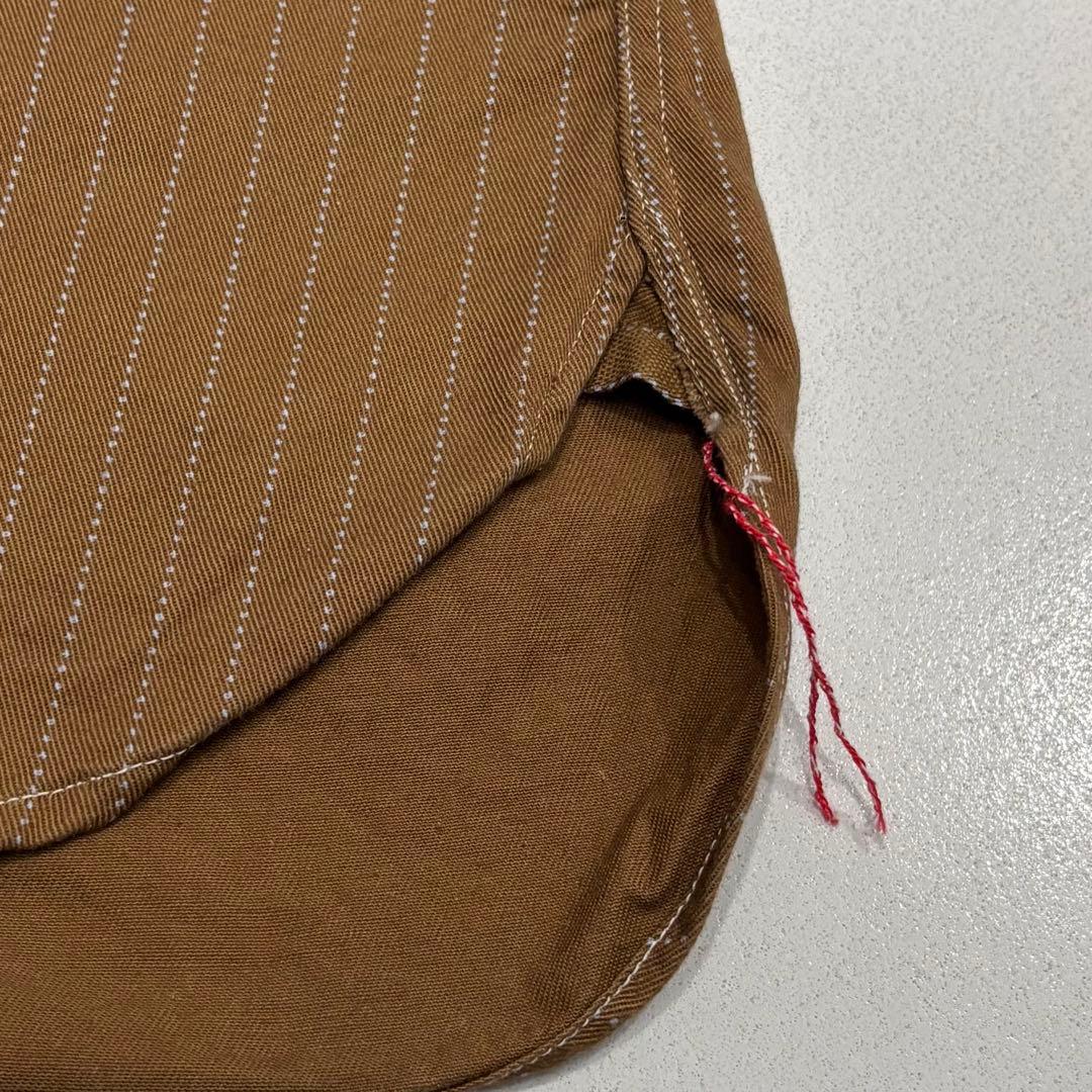 美品 シュガーケーン ブラウン ウォバッシュ ストライプ ワーク シャツ M