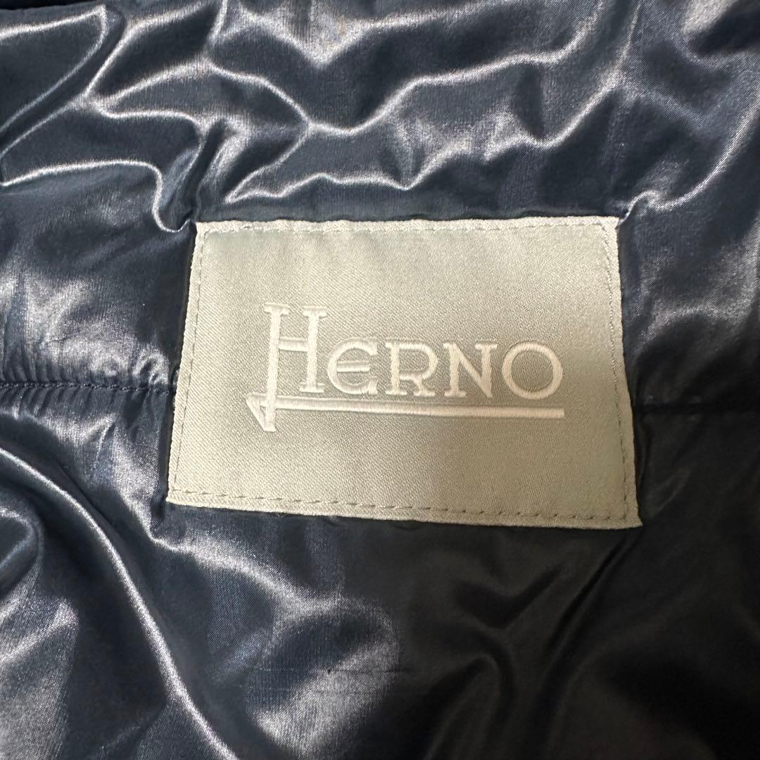 美品✨HERNO 高級✨ダウンジャケット ナイロン ファー ネイビー 14A