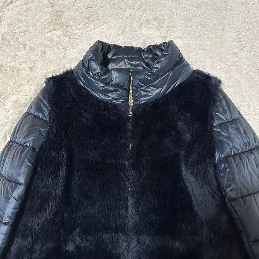 美品✨HERNO 高級✨ダウンジャケット ナイロン ファー ネイビー 14A