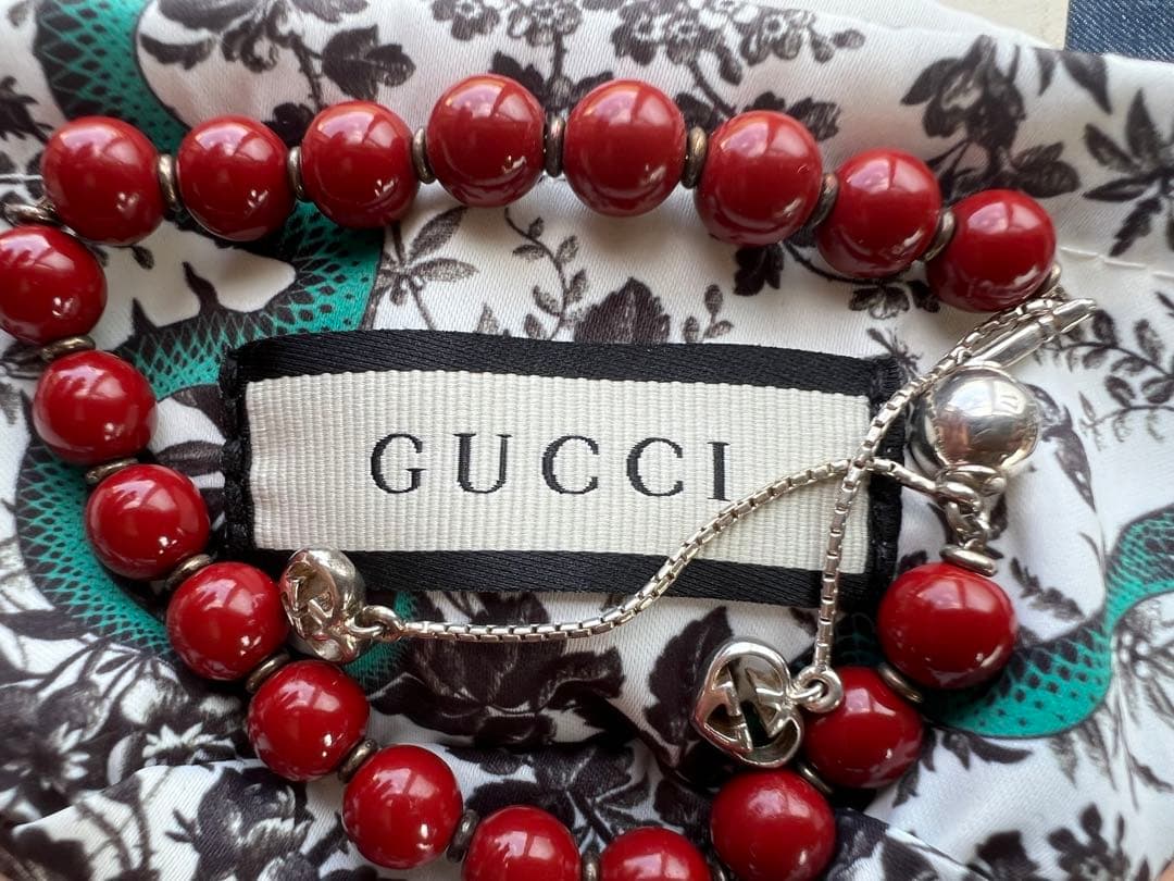 リ*ン様 GUCCI ウッドビーズ×silver925 ブレスレット