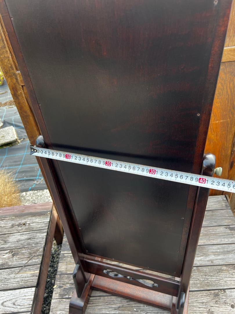 松本民芸家具 透かし彫り 姿見 定価12万円