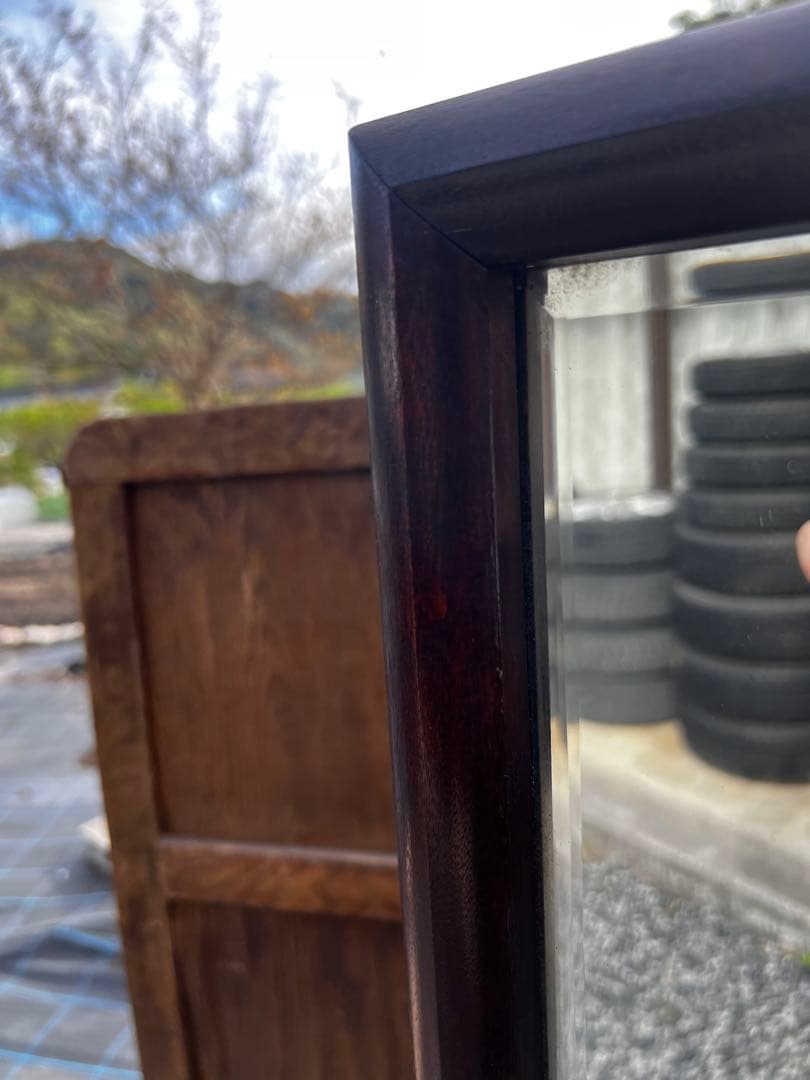 松本民芸家具 透かし彫り 姿見 定価12万円