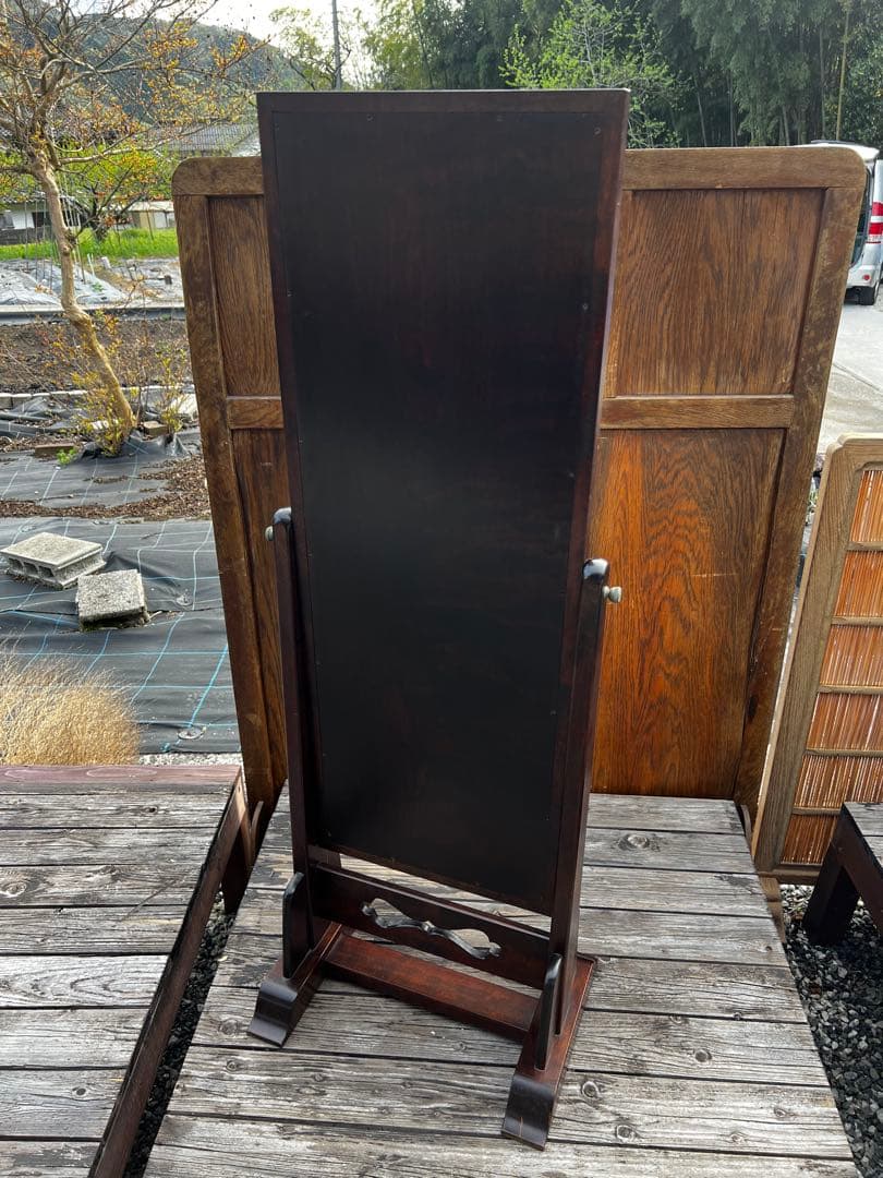 松本民芸家具 透かし彫り 姿見 定価12万円