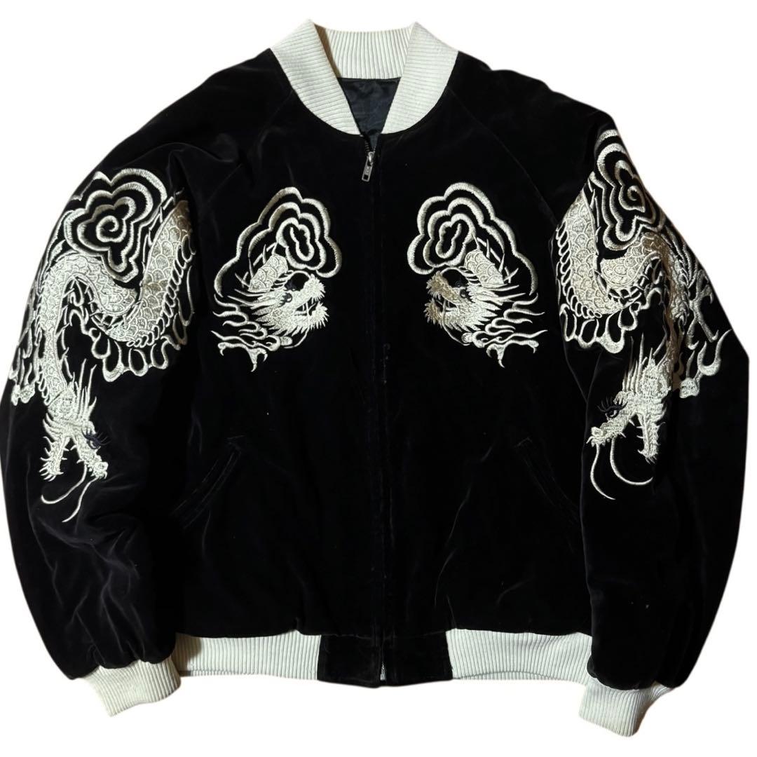 雰囲気抜群 SCRIPT 別珍 リバーシブル スカジャン 龍 ブラックMサイズ