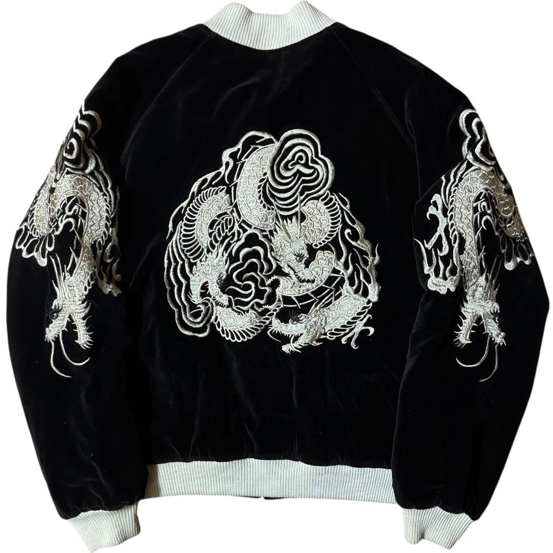 雰囲気抜群 SCRIPT 別珍 リバーシブル スカジャン 龍 ブラックMサイズ