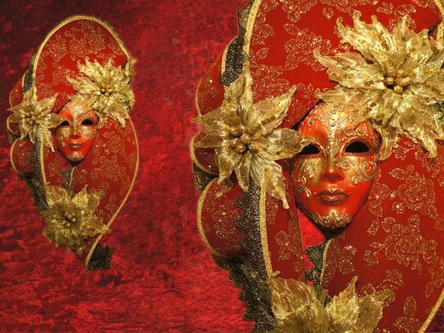 ベネチアンマスク Ventaglio Lux Rosso