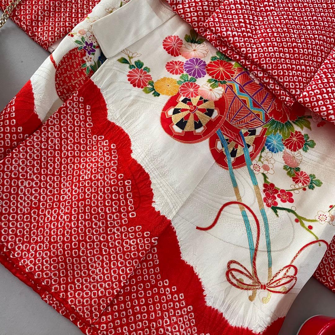 七五三　３歳　女の子　正絹お着物セット　被布コーデ